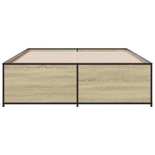 Sengestel 120x200 cm konstrueret træ og metal sonoma-eg