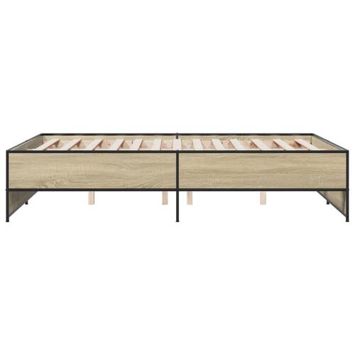 Sengestel 120x200 cm konstrueret træ og metal sonoma-eg