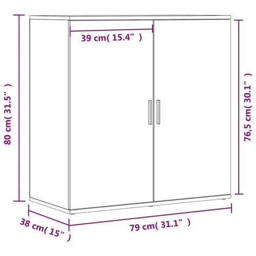 Skab 79x38x80 cm konstrueret træ brun egetræsfarve