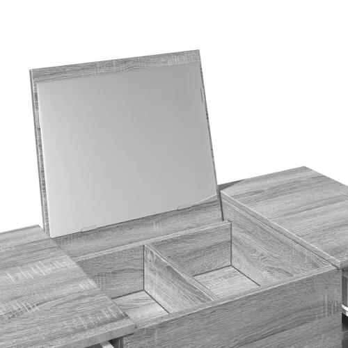 Makeupbord med spejl 100x45x76 cm grå sonoma-eg