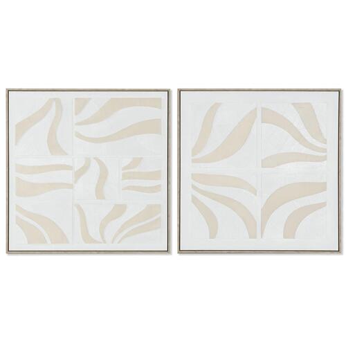 Maleri Home ESPRIT Hvid Beige Abstrakt Skandinavisk 83 x 4,5 x 83 cm (2 enheder)