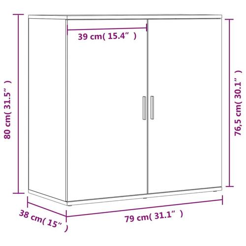 Skænk 79x38x80 cm konstrueret træ sonoma-eg