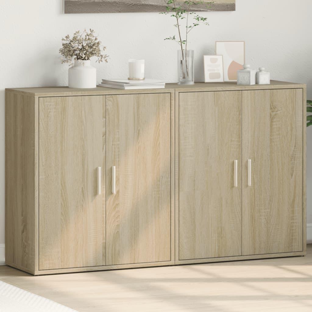 Skænke 2 stk. 60x31x70 cm konstrueret træ sonoma-eg