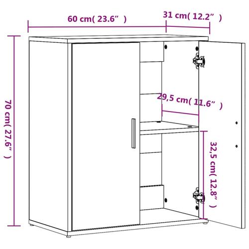 Skænke 2 stk. 60x31x70 cm konstrueret træ sonoma-eg