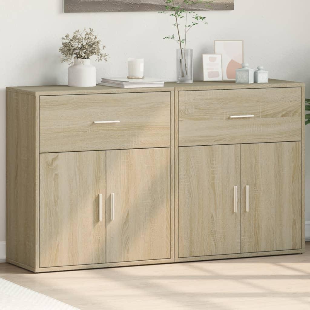 Skænke 2 stk. 60x31x70 cm konstrueret træ sonoma-eg