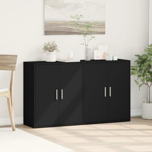 Skænke 2 stk. 60x31x70 cm konstrueret træ sort