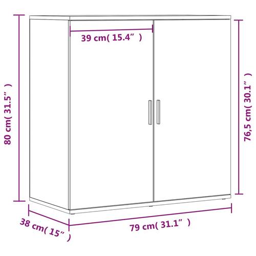 Skænke 2 stk. 79x38x80 cm konstrueret træ røget egetræsfarve