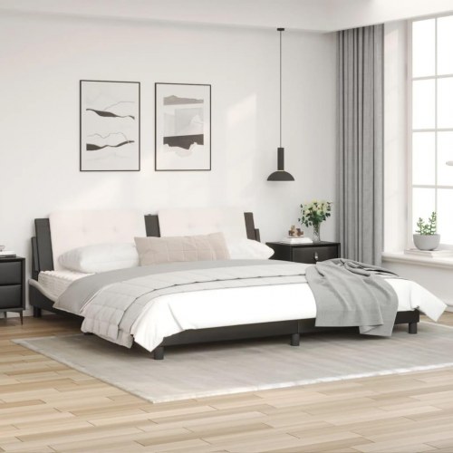 Sengeramme uden madras Zadar 200x200 cm kunstlæder sort og hvid