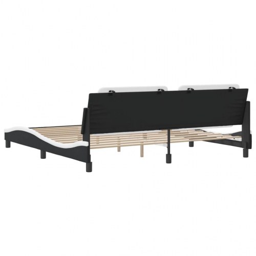 Sengeramme uden madras Zadar 200x200 cm kunstlæder sort og hvid