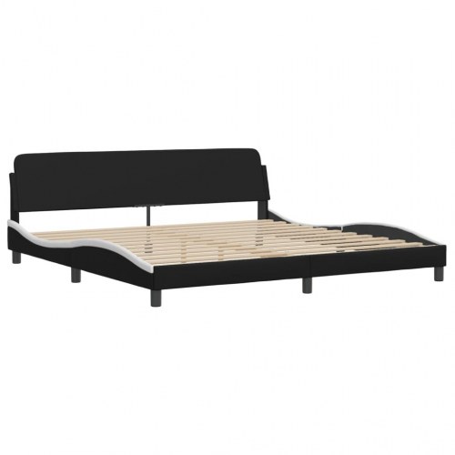 Sengeramme uden madras Zadar 200x200 cm kunstlæder sort og hvid