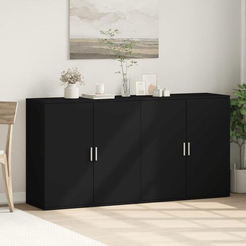 Skænke 2 stk. 79x38x80 cm konstrueret træ sort