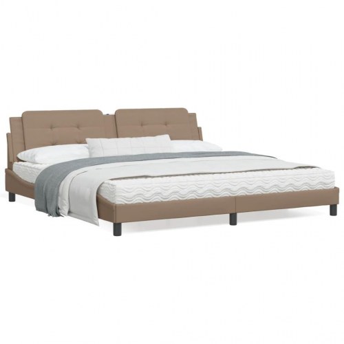 Sengeramme uden madras Zadar 200x200 cm kunstlæder cappuccinofarvet