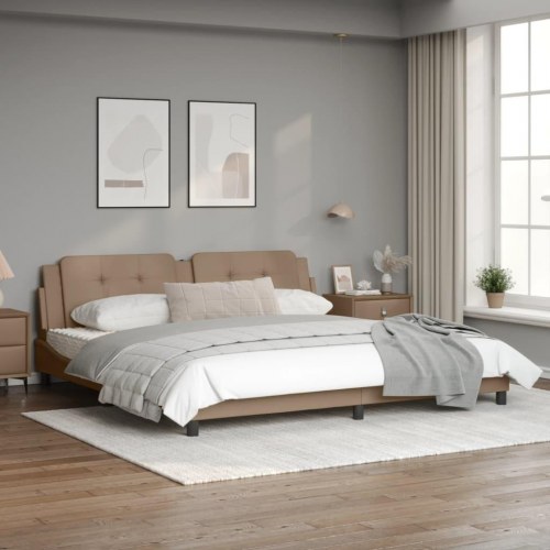 Sengeramme uden madras Zadar 200x200 cm kunstlæder cappuccinofarvet