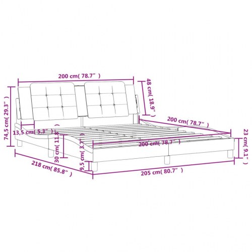 Sengeramme uden madras Zadar 200x200 cm kunstlæder cappuccinofarvet