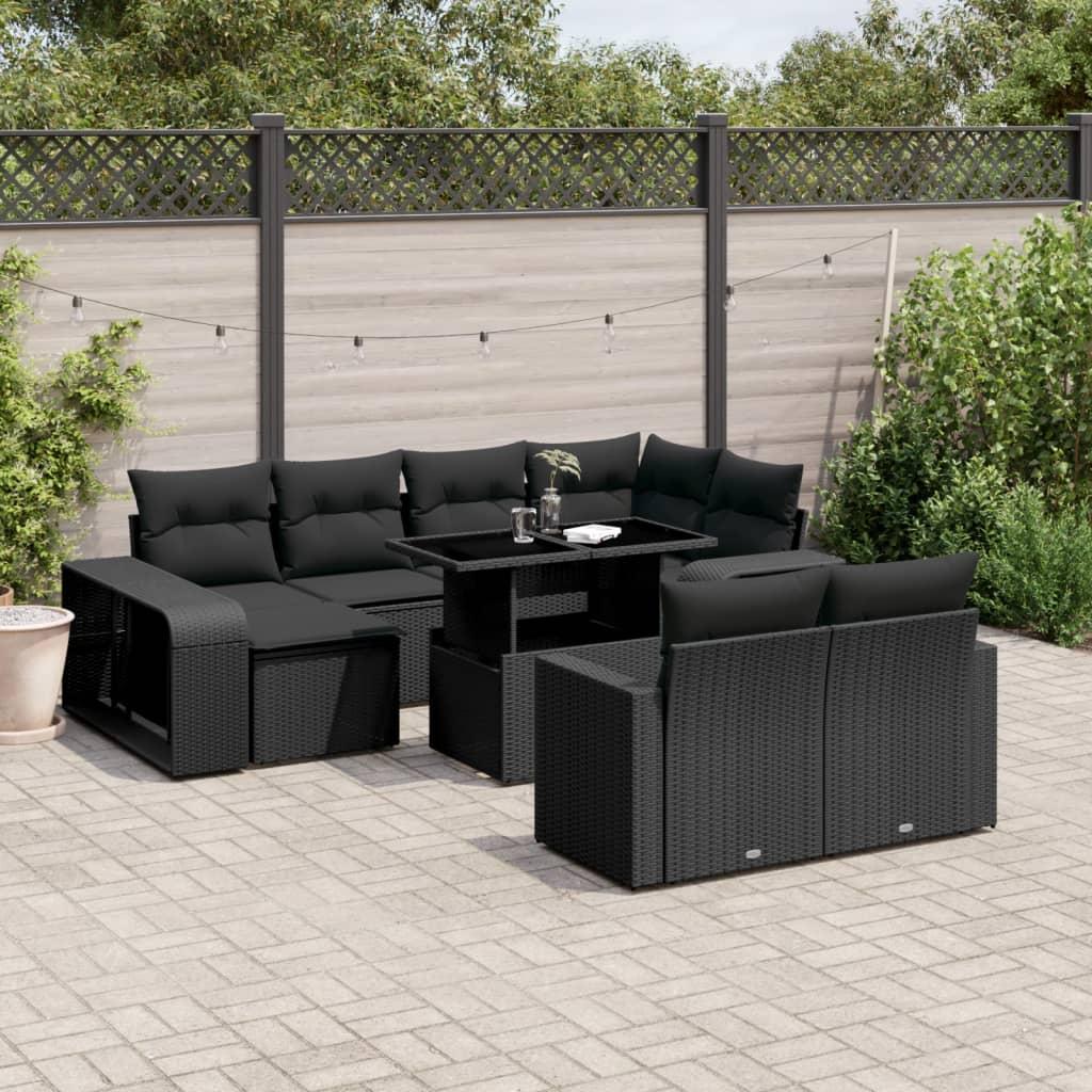Sofasæt til haven 11 dele med hynder polyrattan sort