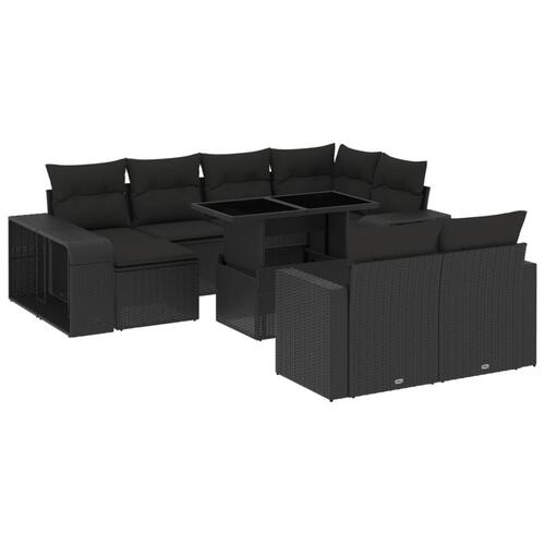 Sofasæt til haven 11 dele med hynder polyrattan sort
