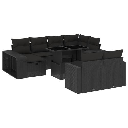 Sofasæt til haven 11 dele med hynder polyrattan sort