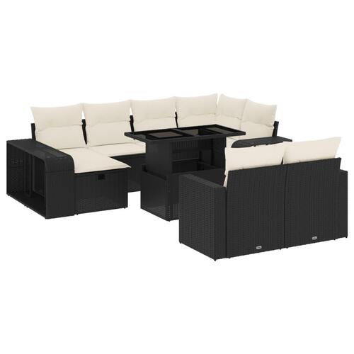Sofasæt til haven 11 dele med hynder polyrattan sort