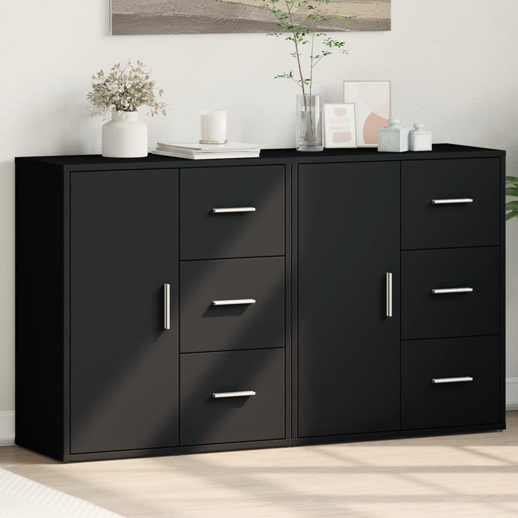 Skænke 2 stk. 60x31x70 cm konstrueret træ sort