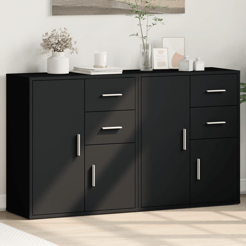 Skænke 2 stk. 60x31x70 cm konstrueret træ sort