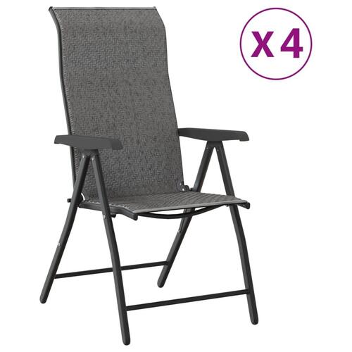 Havestole 4 stk. foldbar polyrattan grå