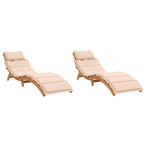 Liggestole med hynder 2 stk. massivt akacietræ beige