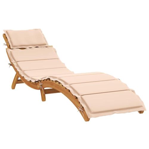 Liggestole med hynder 2 stk. massivt akacietræ beige