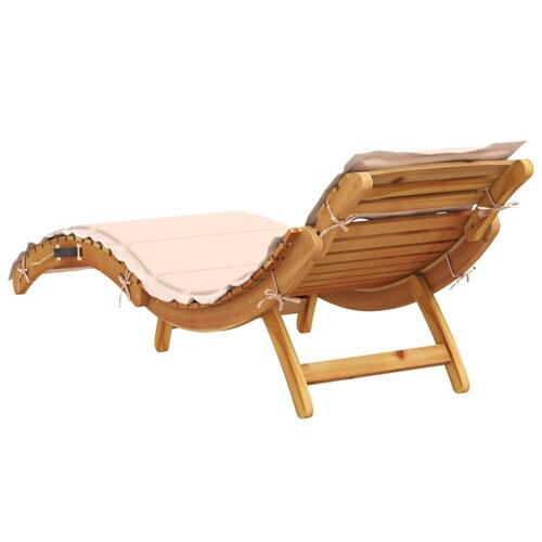 Liggestole med hynder 2 stk. massivt akacietræ beige