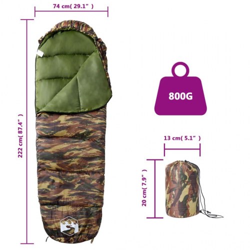 Sovepose i mumieform 3 årstider - camouflage