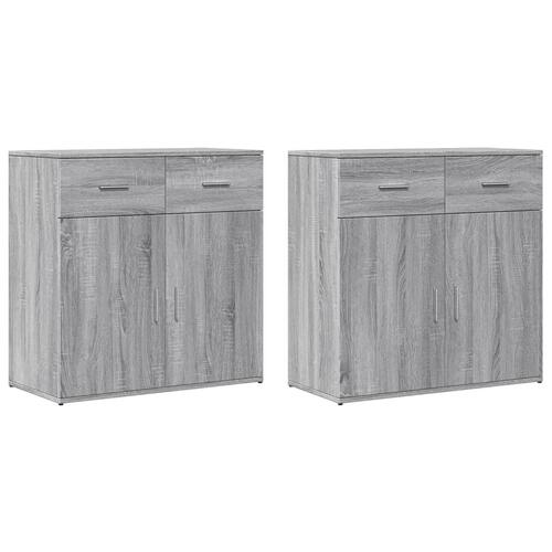 Skænke 2 stk. 79x38x80 cm konstrueret træ grå sonoma-eg