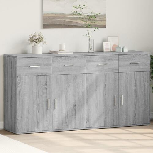 Skænke 2 stk. 79x38x80 cm konstrueret træ grå sonoma-eg