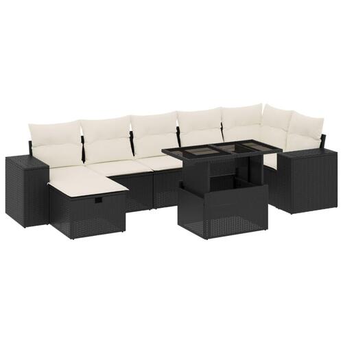 Sofasæt til haven 8 dele med hynder polyrattan sort