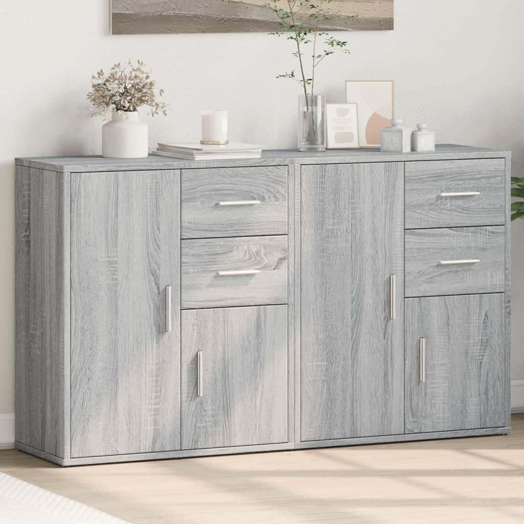 Skænke 2 stk. 60x31x70 cm konstrueret træ grå sonoma-eg