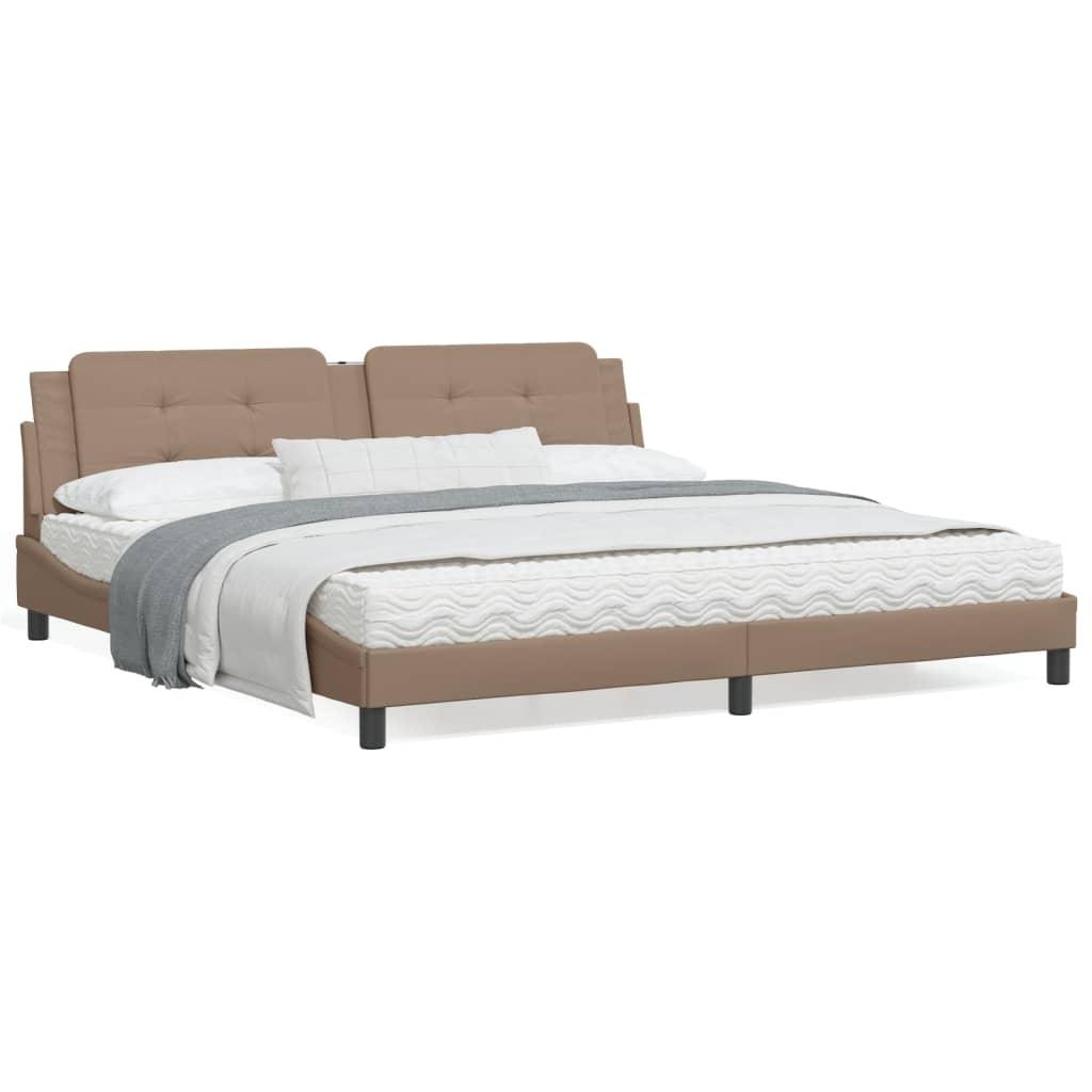 Sengeramme med LED uden madras Zadar 200x200 cm cappuccinofarvet billede