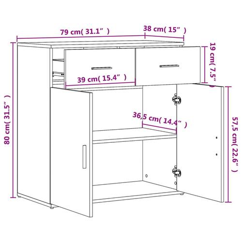 Skænke 2 stk. 79x38x80 cm konstrueret træ sort