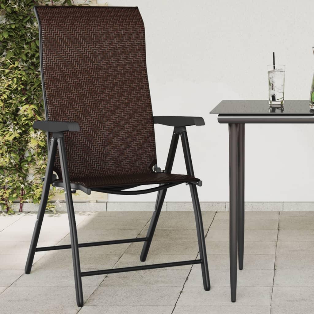 Havestole 4 stk. foldbar polyrattan brun