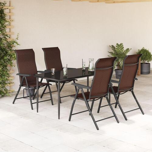 Havestole 4 stk. foldbar polyrattan brun