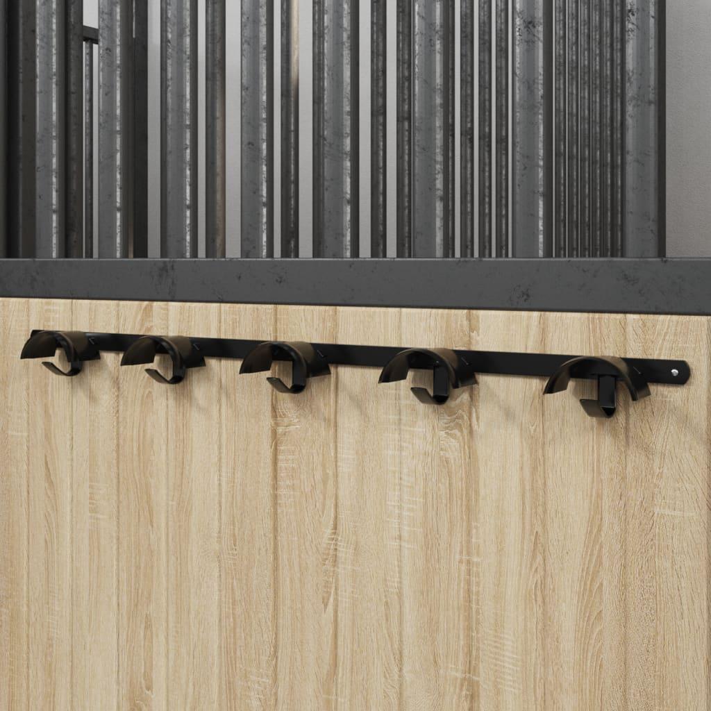 Tøjleholder til 5 tøjler med 5 kroge jern sort