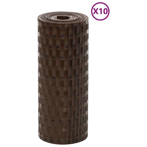 Altanafskærmninger 10 stk. 255x19 cm polyrattan brun og sort