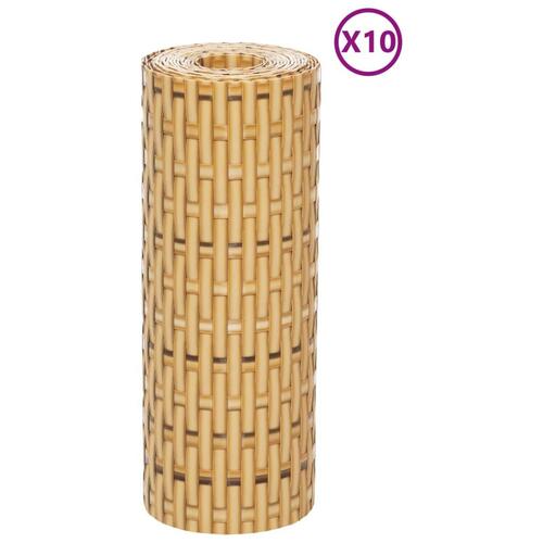 Altanafskærmninger 10 stk. 255x19 cm polyrattan lysebrun