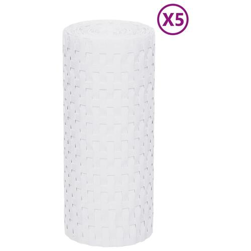 Altanafskærmninger 5 stk. 255x19 cm polyrattan hvid