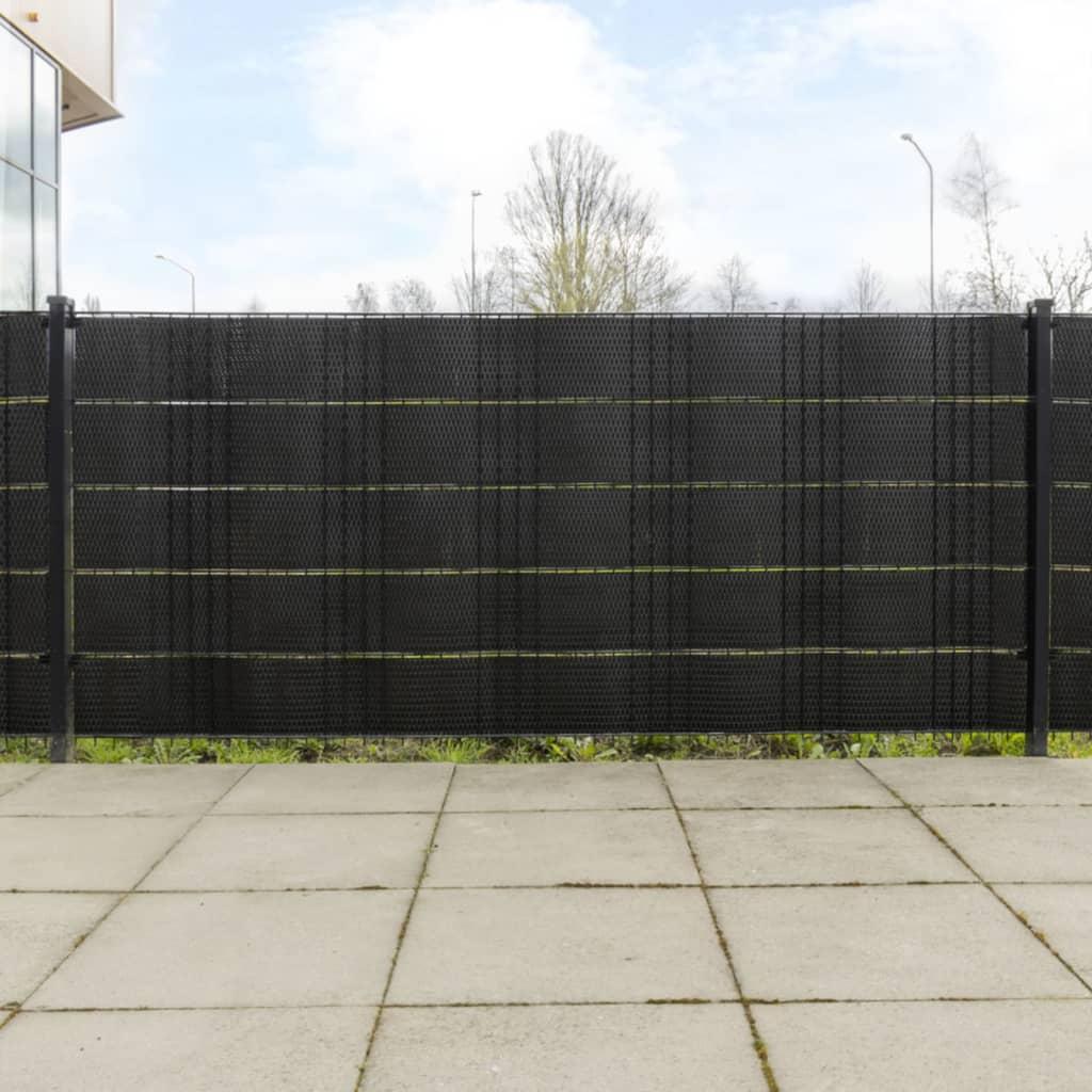 Altanafskærmninger 10 stk. 255x19 cm polyrattan sort