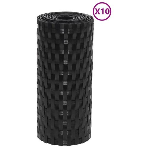 Altanafskærmninger 10 stk. 255x19 cm polyrattan sort