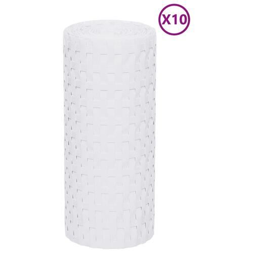 Altanafskærmninger 10 stk. 255x19 cm polyrattan hvid