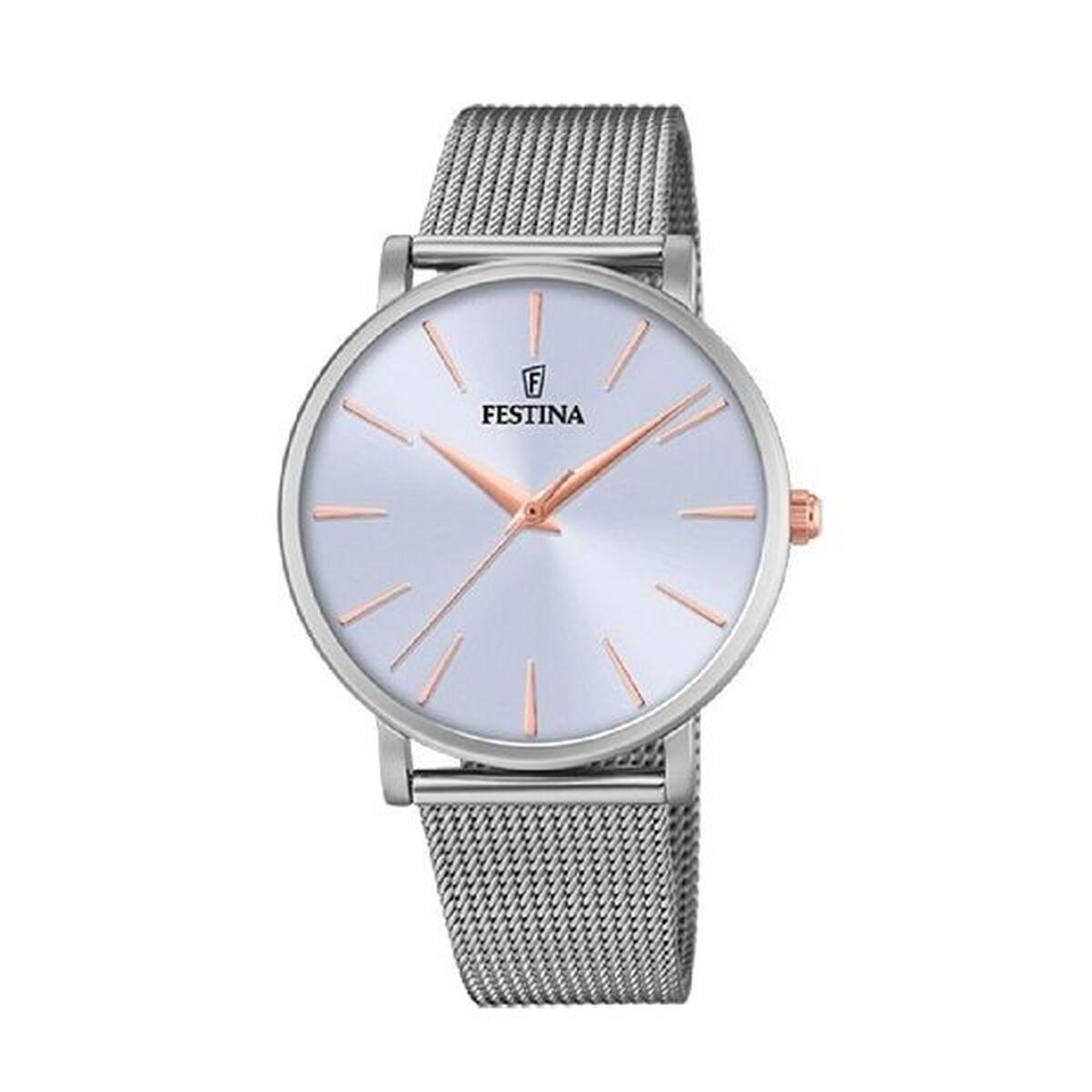Festina F20475/3 dameur - sølv armbåndsur med blå skive