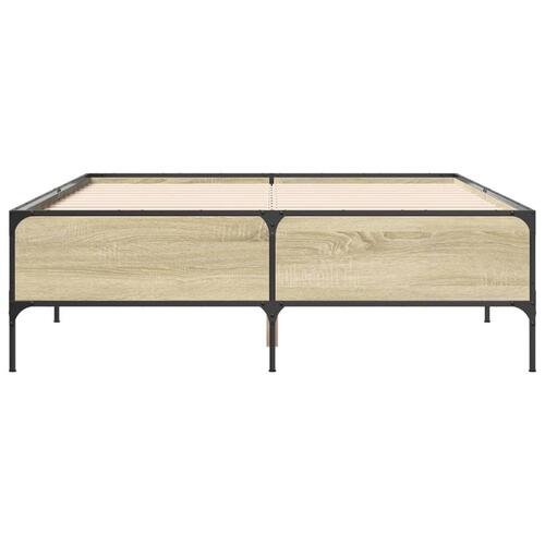 Sengestel 150x200 cm konstrueret træ og metal sonoma-eg