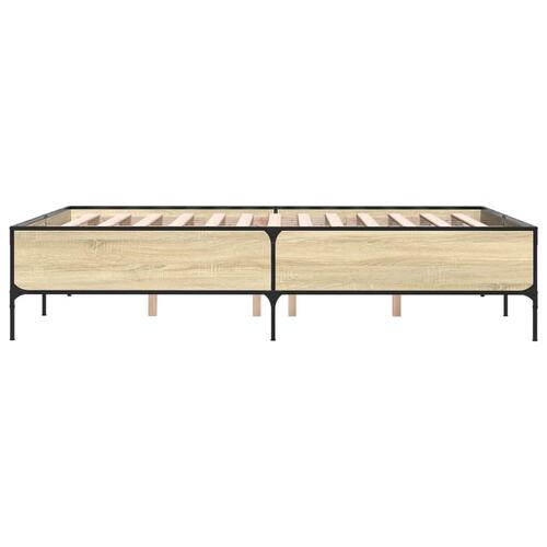 Sengestel 150x200 cm konstrueret træ og metal sonoma-eg