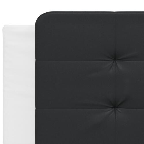 Sengeramme med LED-lys 200x200 cm kunstlæder hvid og sort
