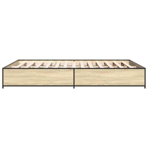 Sengestel 140x200 cm konstrueret træ og metal sonoma-eg