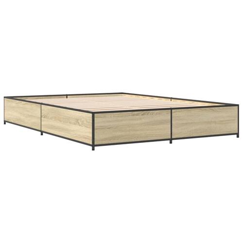 Sengestel 140x200 cm konstrueret træ og metal sonoma-eg
